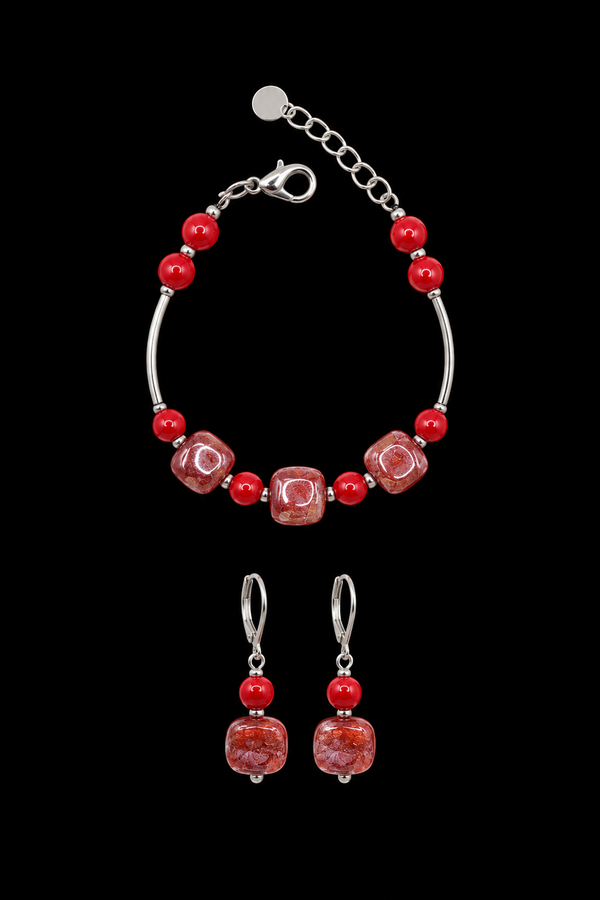 Ariel Red — Murano Glass Jewelry Set