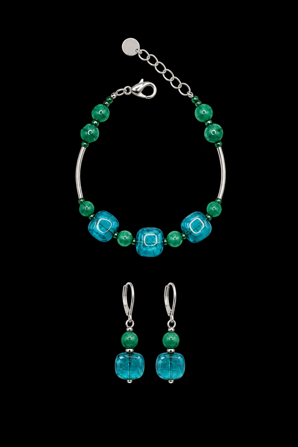 Ariel Sea Green — Murano Glass Jewelry Set