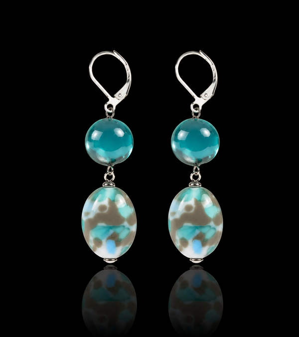 Diva Verde Marino — Orecchini in Vetro di Murano