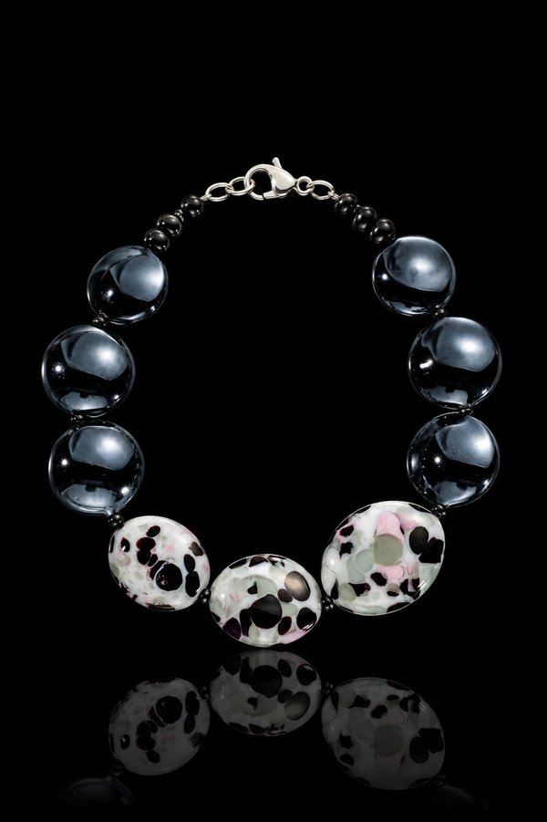 Diva Noir — Bracelet en verre de Murano