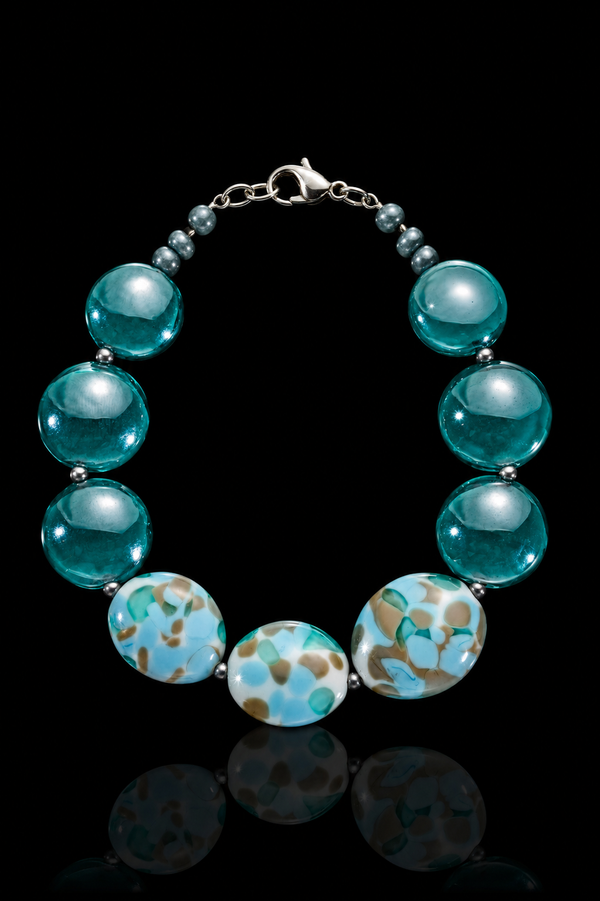 Diva Vert Marin — Bracelet en verre de Murano
