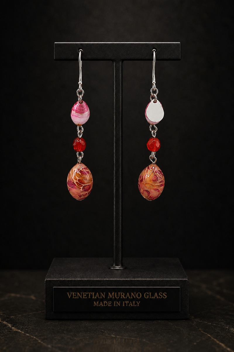 Ziva Rosé — Ohrhänger aus Muranoglas
