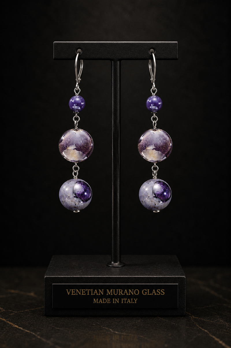 Riviera Violett — Ohrringe aus Muranoglas