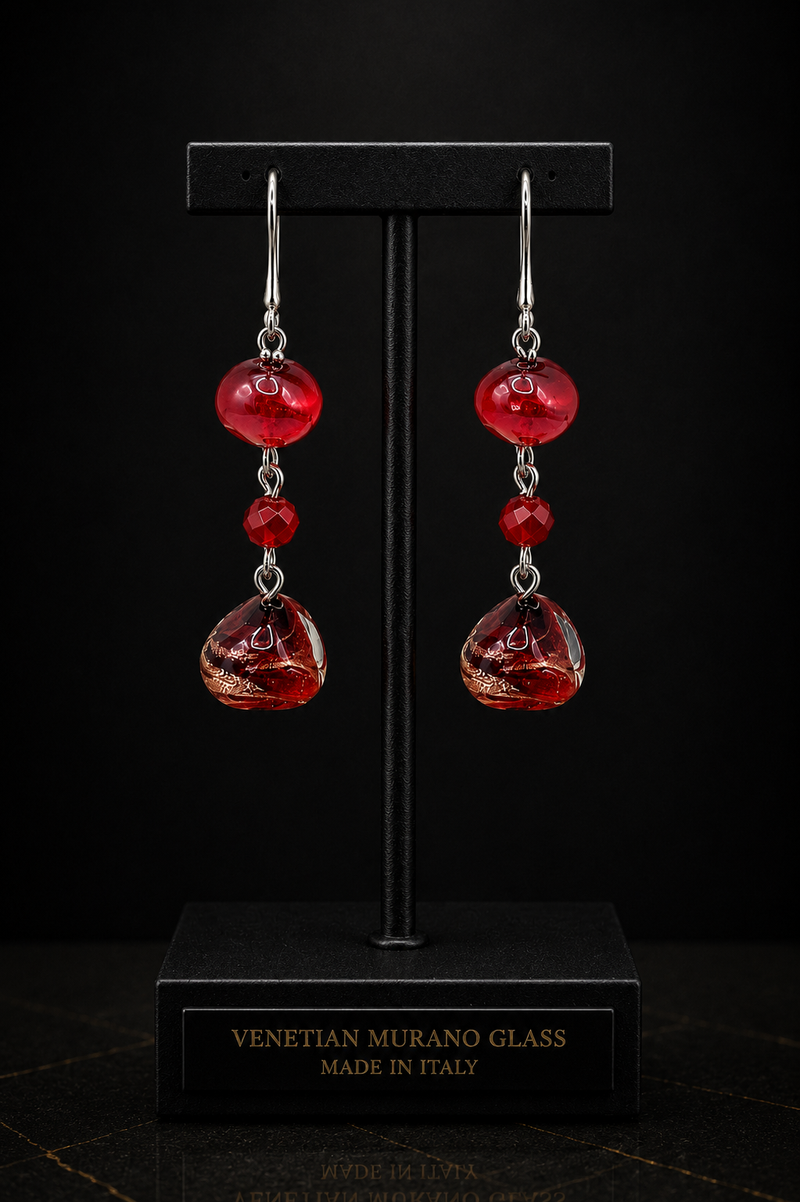Amalfi Rot — Ohrhänger aus Muranoglas