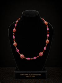Ziva Rosé — Lange Halskette aus Muranoglas