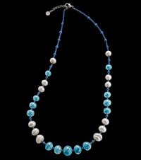 Positano Azurblau — Lange Halskette aus Muranoglas