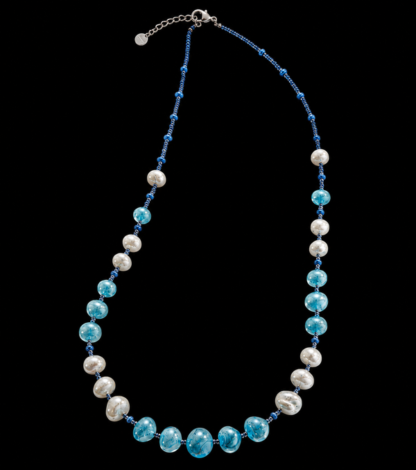 Positano Azure — Long Murano Glass Necklace