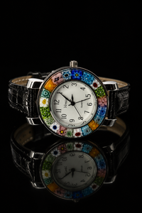 Murano Glass Watch — Mod. Space, Black Strap