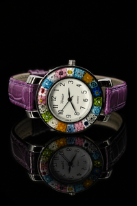 Murano Glass Watch — Mod. Space, Violet Strap