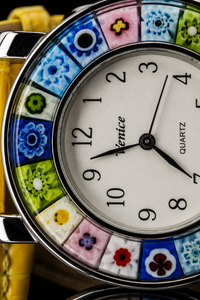 Murano Glass Watch — Mod. Space, Yellow Strap — view 2