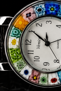 Murano Glass Watch — Mod. Space, Black Strap — view 2