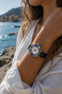 Murano Glass Watch — Mod. Space, Black Strap — view 3