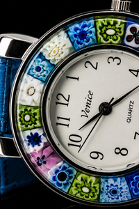 Murano Glass Watch — Mod. Space, Light Blue Strap — view 2