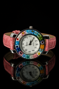 Murano Glass Watch — Mod. Space, Pink Strap