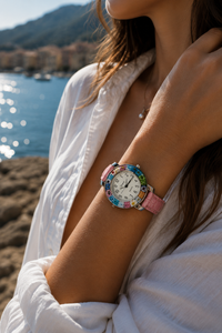 Murano Glass Watch — Mod. Space, Pink Strap — view 3