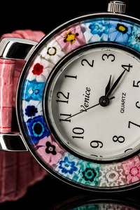 Murano Glass Watch — Mod. Space, Pink Strap — view 2