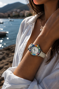 Murano Glass Watch — Mod. Space, White Strap — view 3