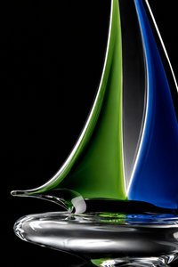 Murano Glass Sailing Boat Sculpture — Blue & Green — view 2
