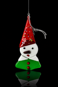 Murano Glass Christmas Snowman Ornament — Tall