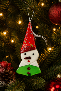 Murano Glass Christmas Snowman Ornament — Tall — view 2