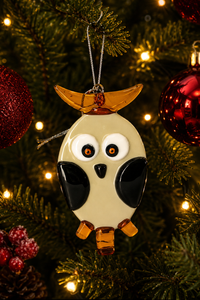 Murano Glass Christmas Owl Ornament — view 2