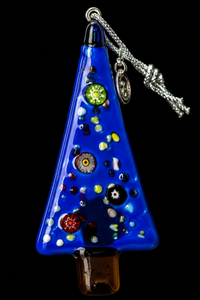 Murano Glass Christmas Pine Ornament — Blue — view 3