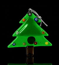 Murano Glass Christmas Tree Ornament — Green & Gold
