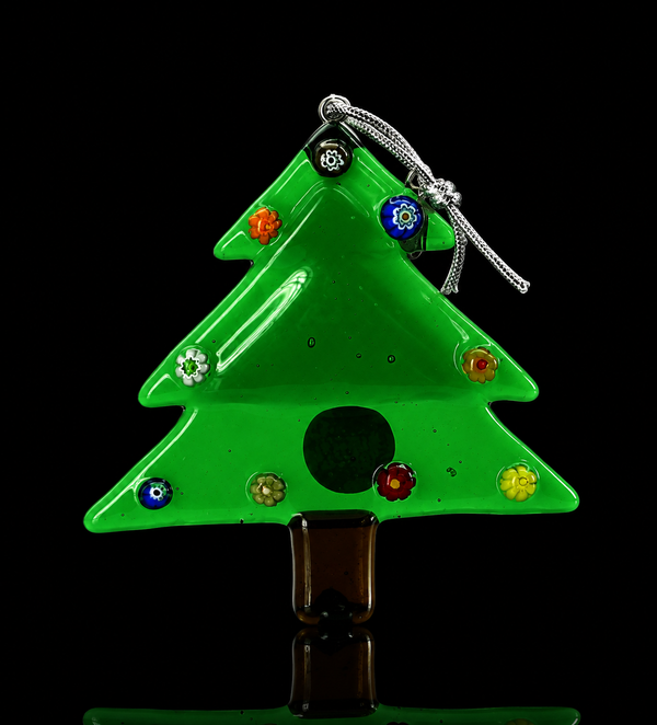 Murano Glass Christmas Tree Ornament — Green & Gold