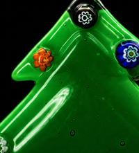 Murano Glass Christmas Tree Ornament — Green & Gold — view 3