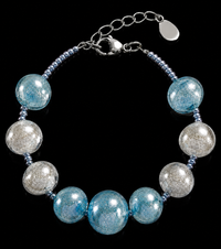 Positano Azurblau — Armband aus Muranoglas