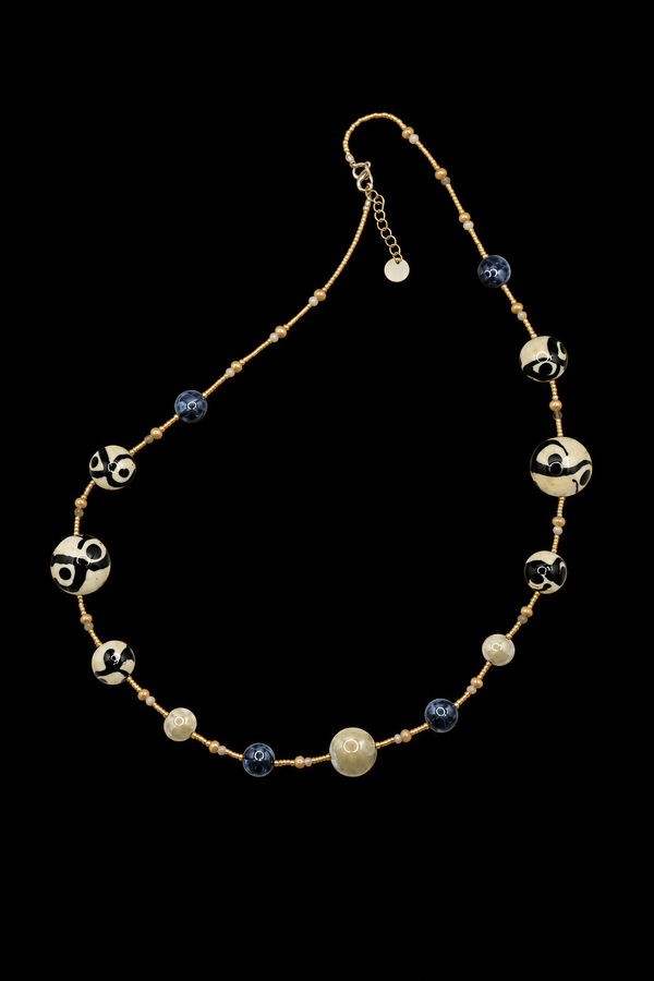 Capri Elfenbein — Lange Halskette aus Muranoglas