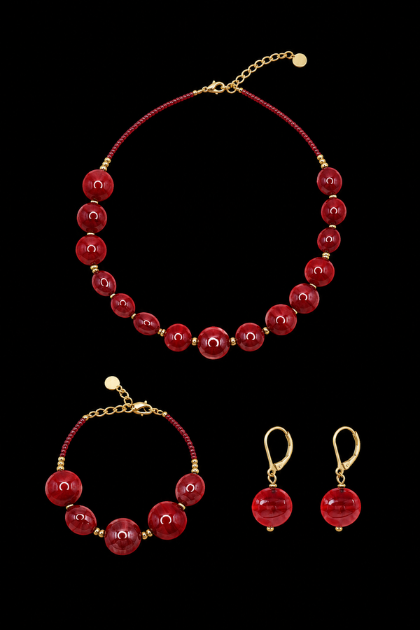Tosca Red — Murano Glass Jewelry Set