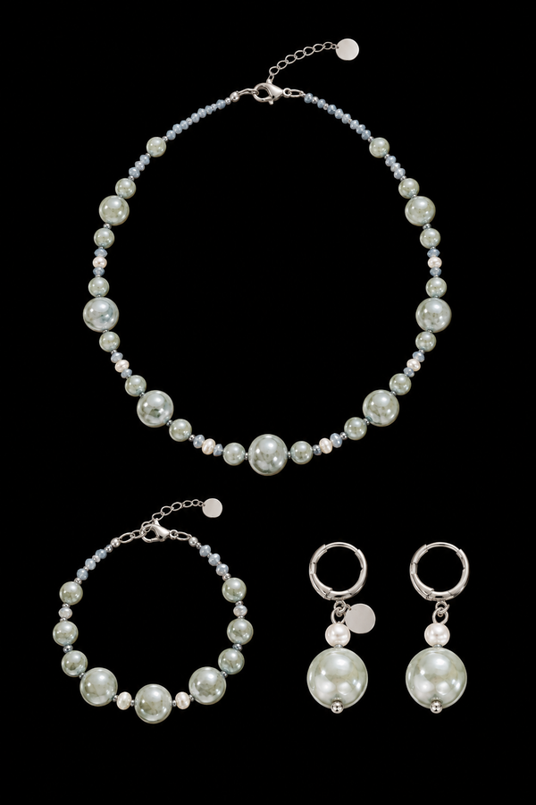 Sorrento Grey — Murano Glass Jewelry Set