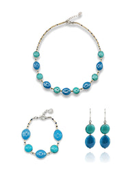 Adria Azure Murano glass jewelry set — necklace, bracelet and earrings