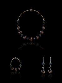 Amalfi Black — Murano Glass Jewelry Set: necklace, bracelet and earrings