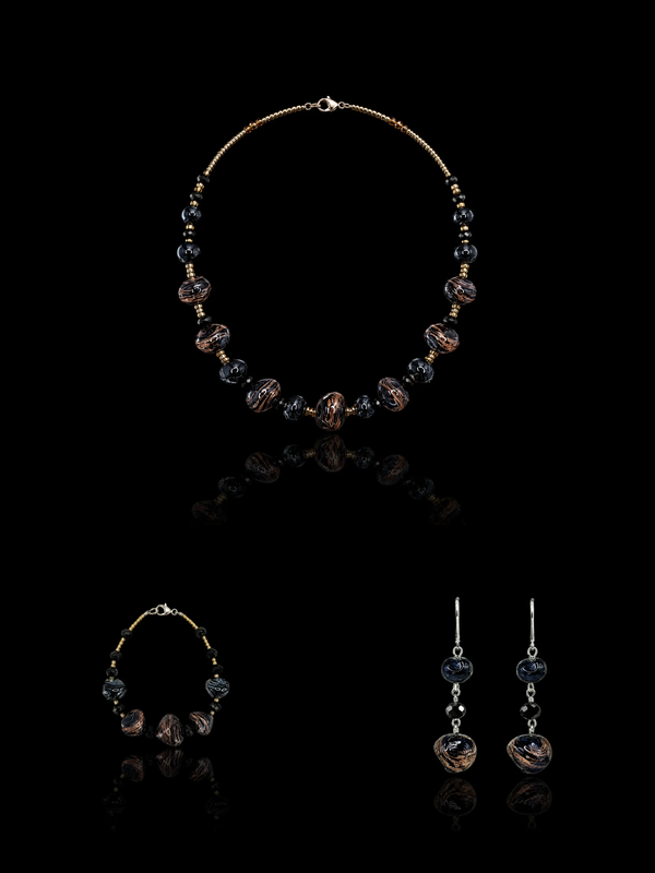 Amalfi Black — Murano Glass Jewelry Set
