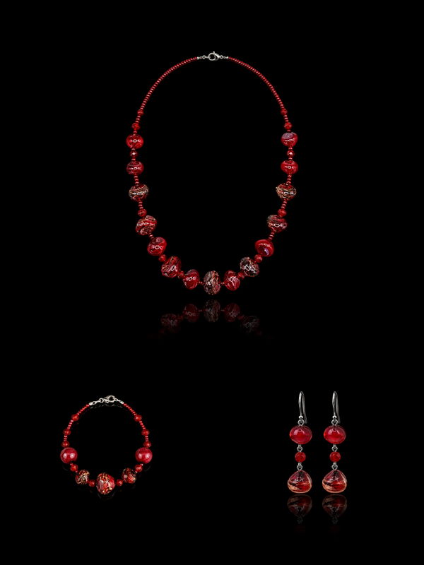 Amalfi Red — Murano Glass Jewelry Set