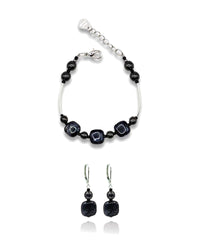 Ariel Black Murano glass jewelry set — bracelet and earrings