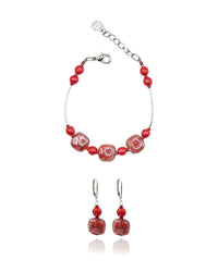Ariel Red Murano glass jewelry set — bracelet and earrings
