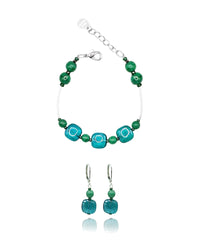 Ariel Sea Green Murano glass jewelry set — bracelet and earrings