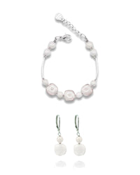 Ariel White Murano glass jewelry set — bracelet and earrings