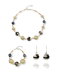 Capri Ivory Murano glass jewelry set — necklace, bracelet and earrings