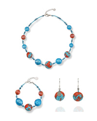 Capri Turquoise Murano glass jewelry set — necklace, bracelet and earrings