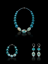 Diva Sea Green — Murano Glass Jewelry Set: necklace, bracelet and earrings