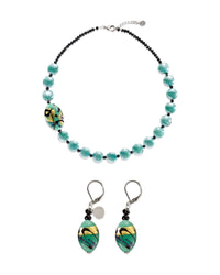 Dogaressa Green Murano glass jewelry set — necklace and earrings