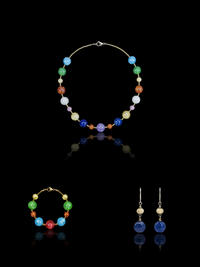 Ischia Multicolour — Murano Glass Jewelry Set: necklace, bracelet and earrings