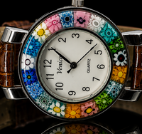 Murano Glass Watch — Mod. Space, Brown Strap — view 3