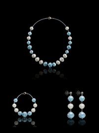 Positano Azure — Murano Glass Jewelry Set: necklace, bracelet and earrings