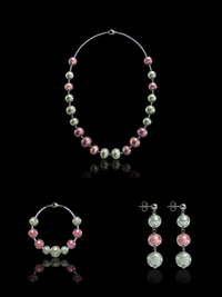 Positano Grey — Murano Glass Jewelry Set: necklace, bracelet and earrings