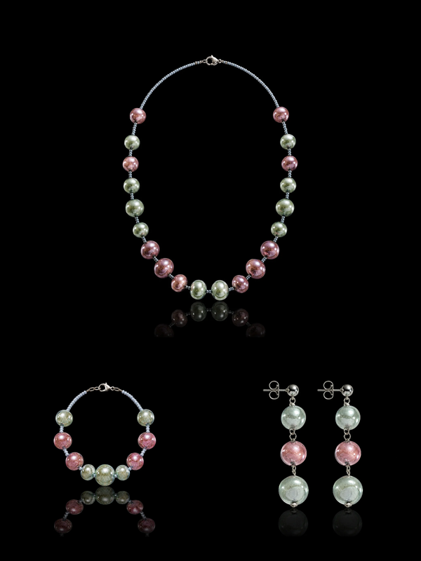 Positano Grey — Murano Glass Jewelry Set
